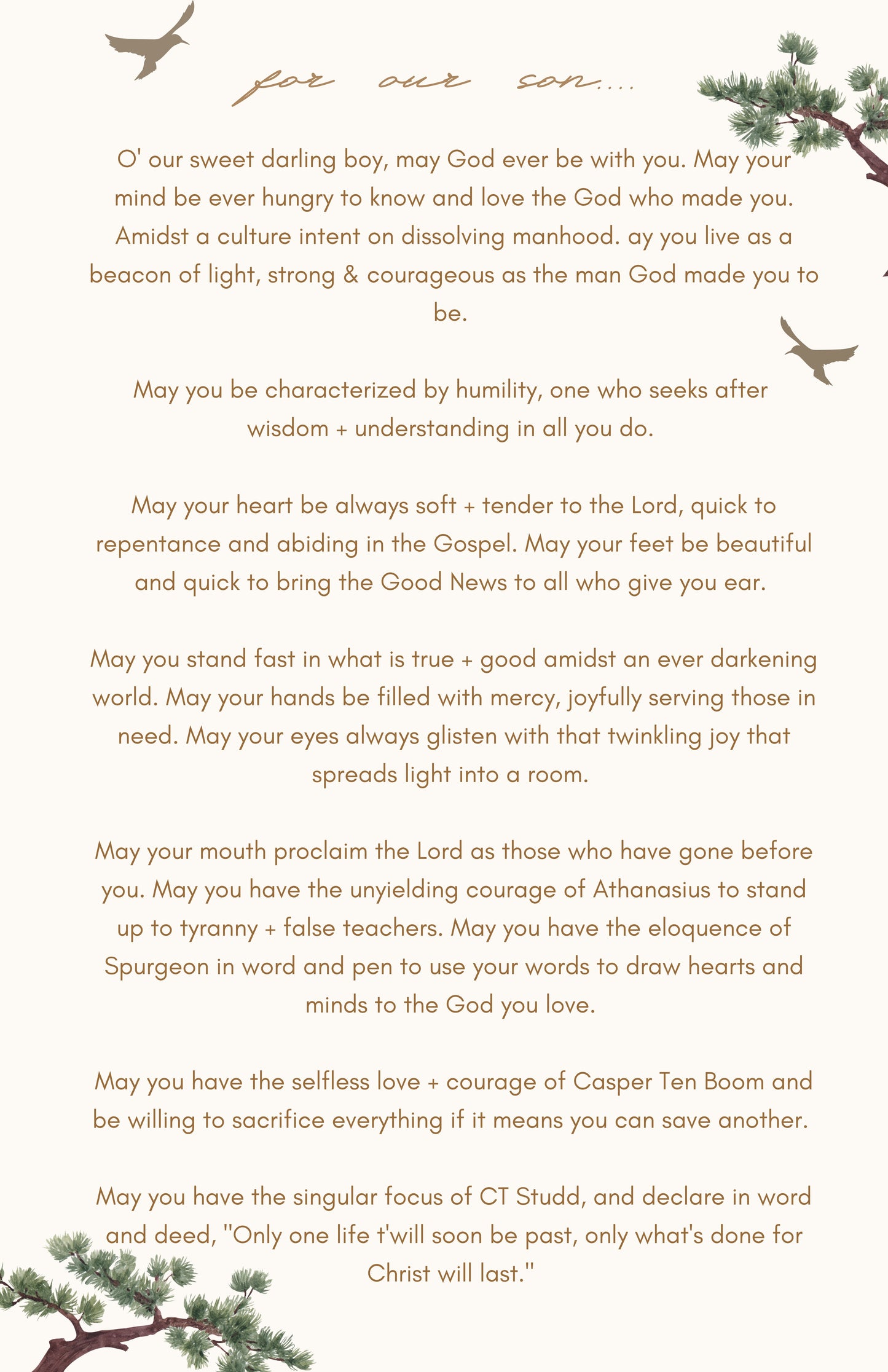 A daily prayer guide for sons