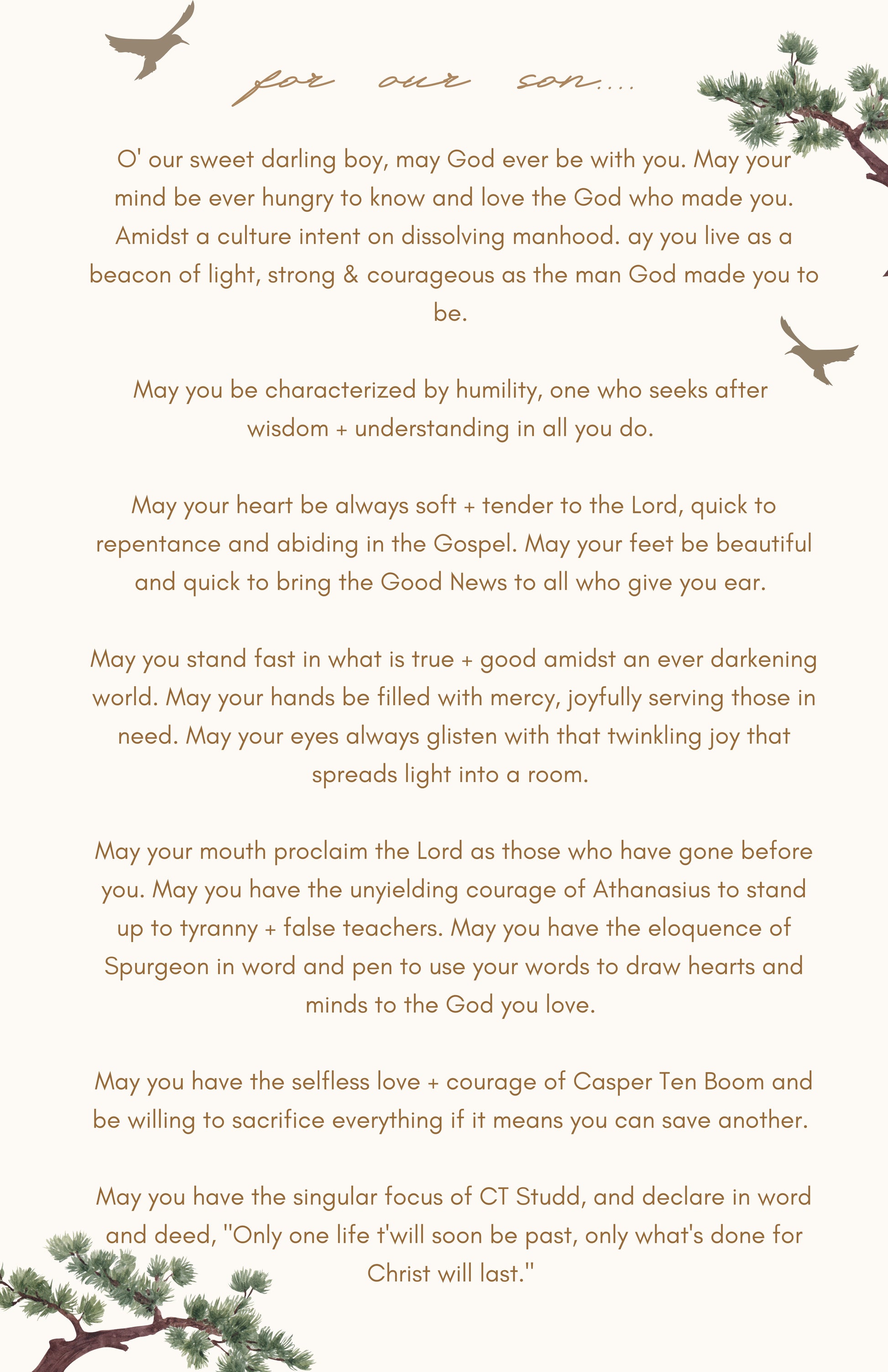 A daily prayer guide for sons