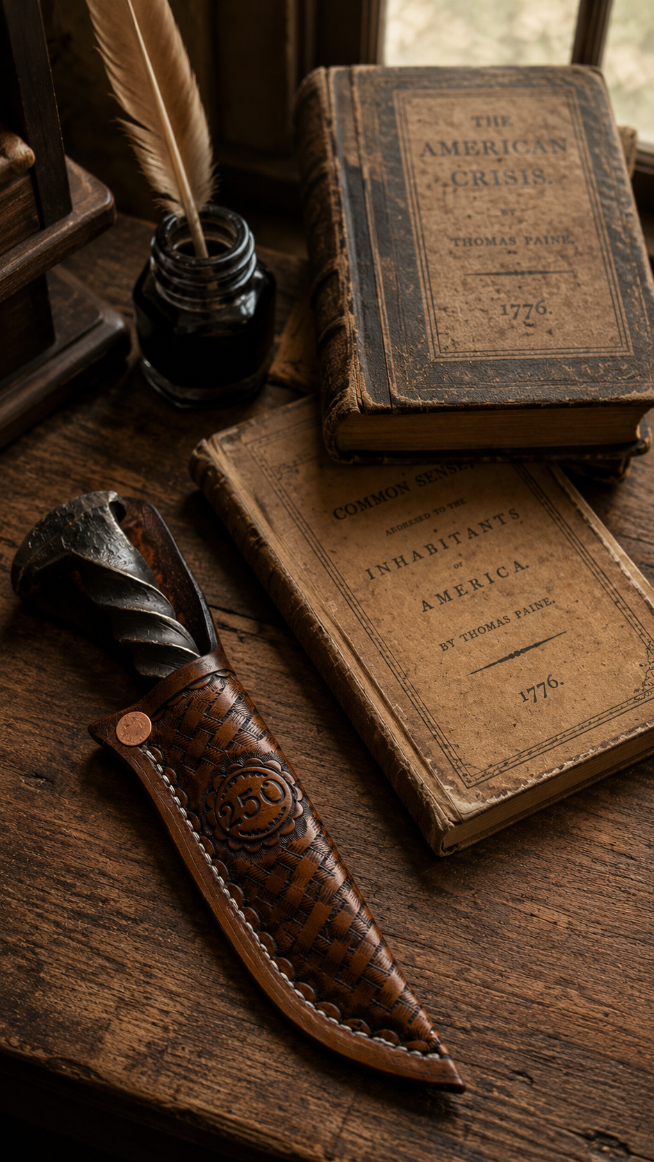 LINCOLN'S LIMITED EDITION AMERICA 250th KNIFE & LEATHER SHEATH SET